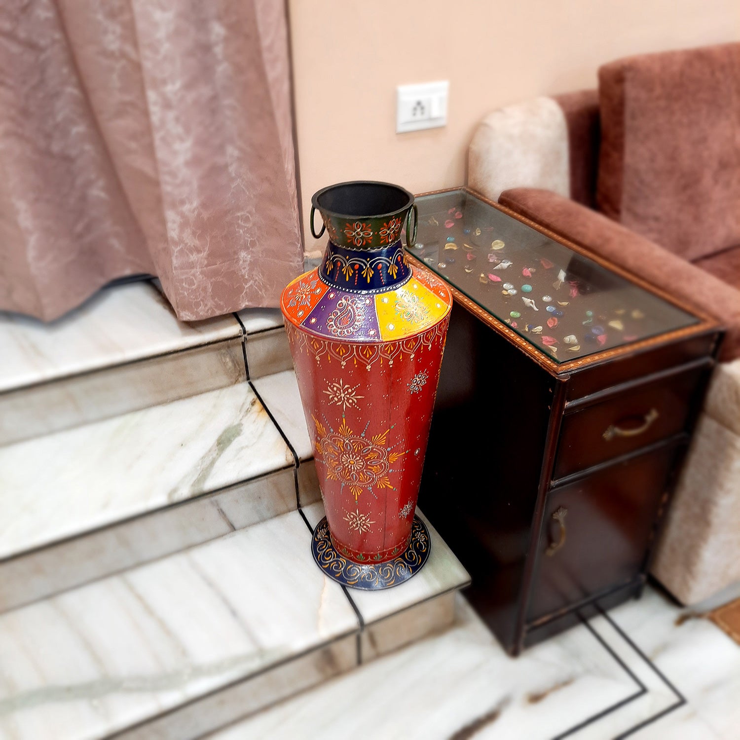 Standing Flower Pot | Big Corner Vase - For Living Room & Entrance Decor - 27 Inch - ApkaMart