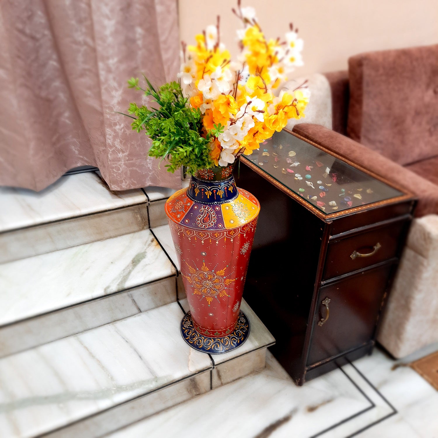 eSplanade Metal Flower Pots for Living Room Bedroom Garden Table Top Planter  - Set of 2 - StonKraft