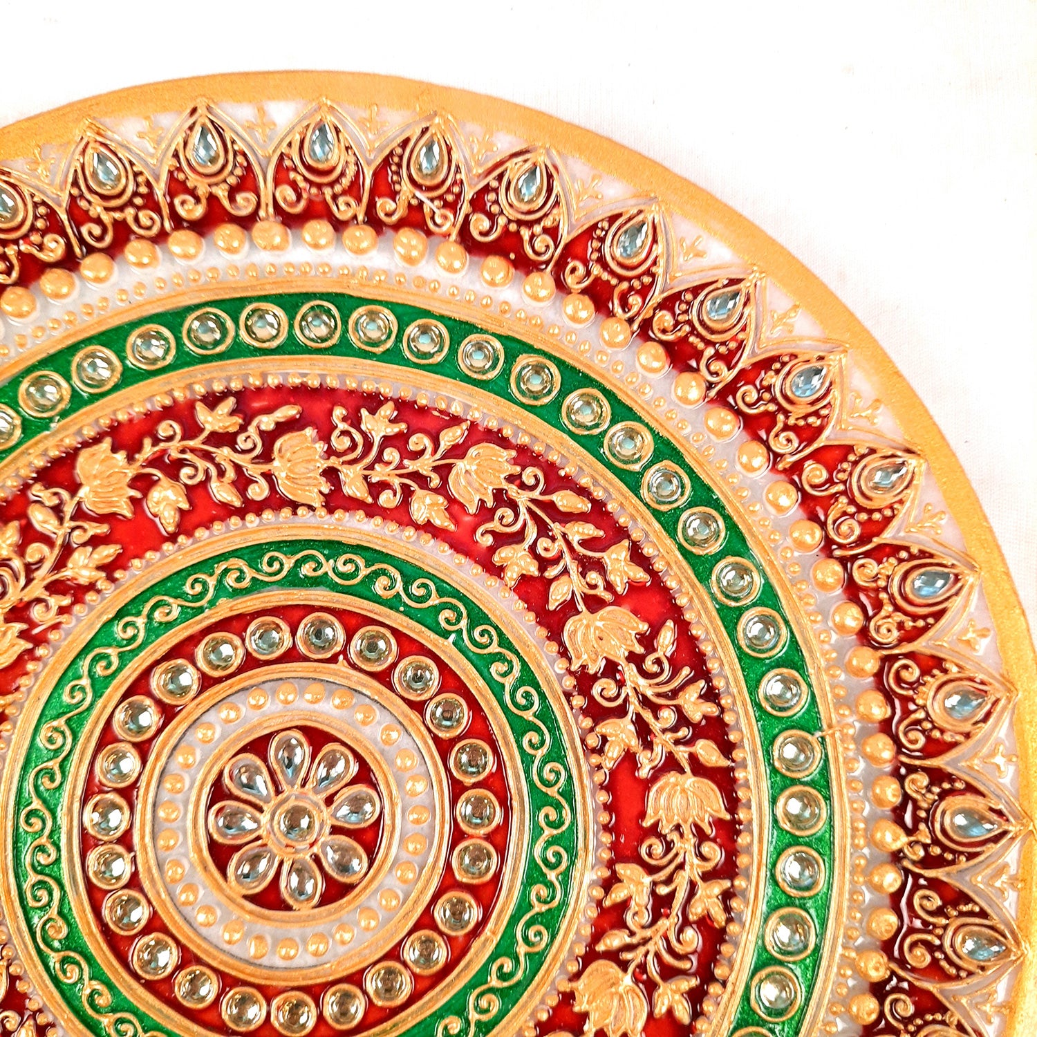 Pooja Thali | Marble Aarti Thali - Heavy Design - For Ganesh Pooja, Diwali & Karwa Chauth - 9 Inch
