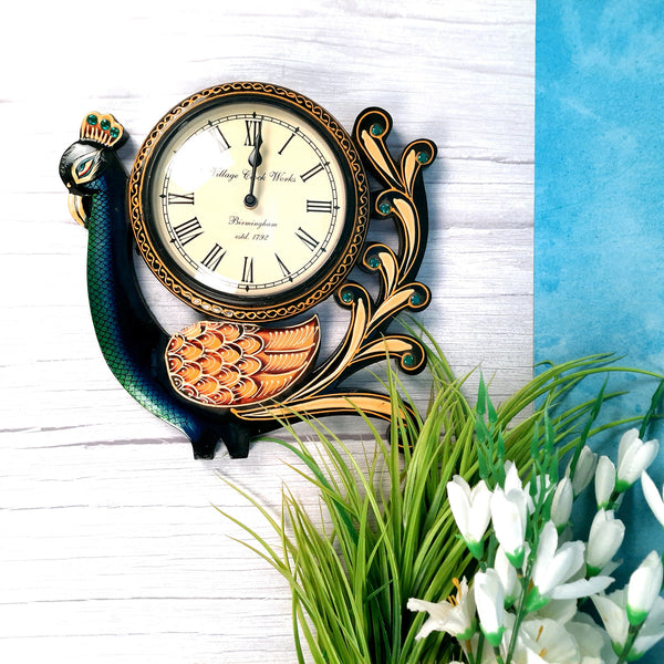 Peacock Wall Clock | Decorative Wall Clock - For Home, Wall Decor, Office & Gifts (12 inch)- Apkamart