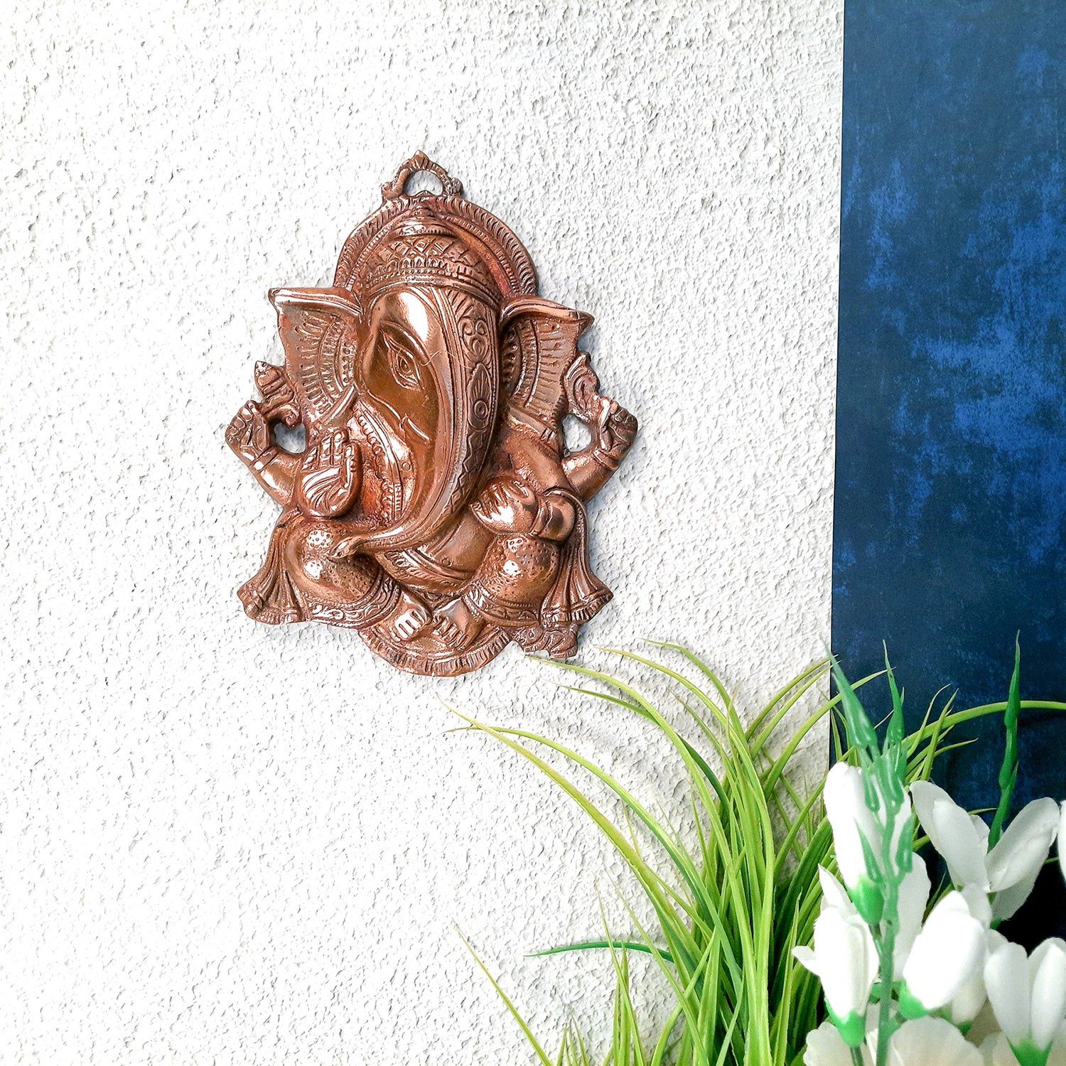 Lord Ganesh Wall Hanging | Ganesha Wall Decor - For Pooja, Home, Entrance Decor & Gifts - 10 Inch - apkamart