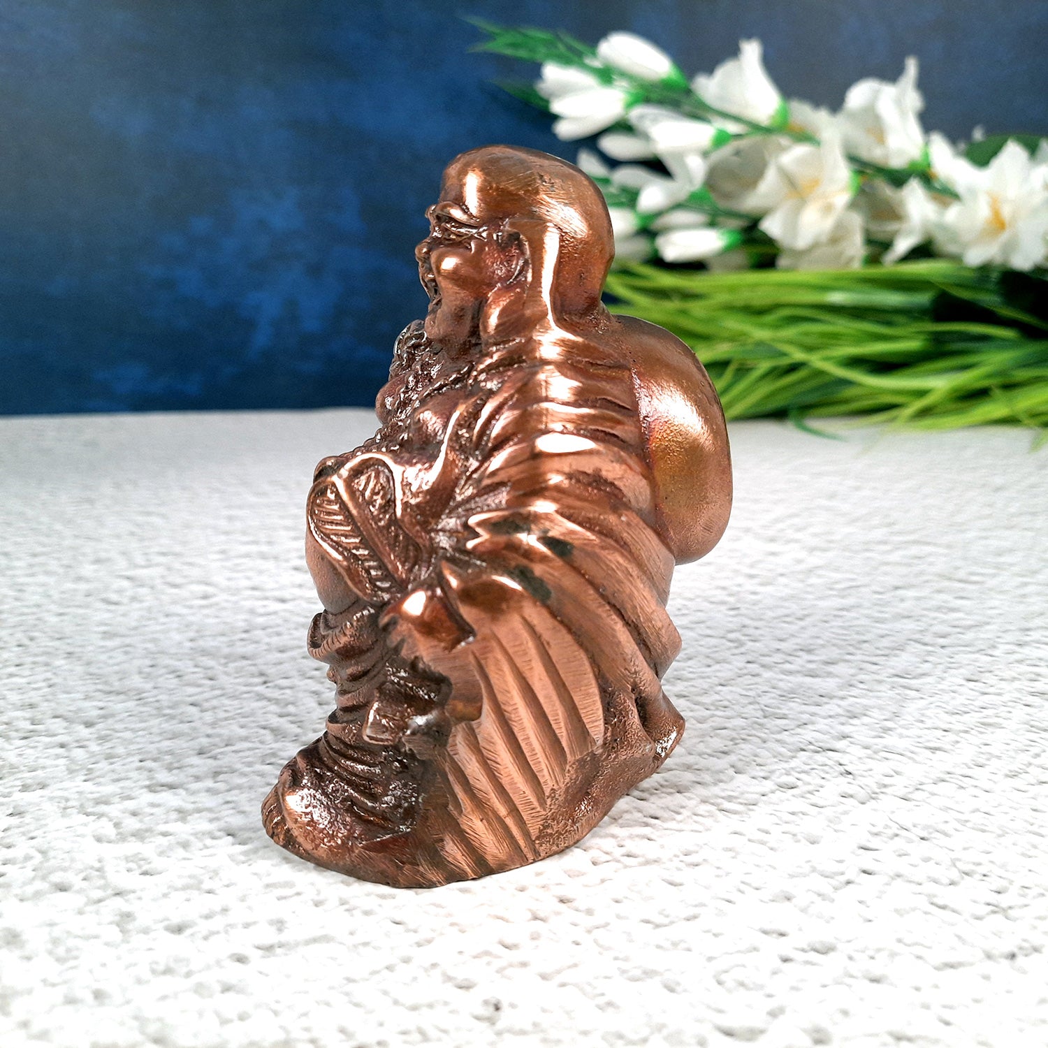 Laughing Buddha With Money Bag Showpiece - For Money, Good Luck, Wealth & Gift- 5 inch-Apkamart