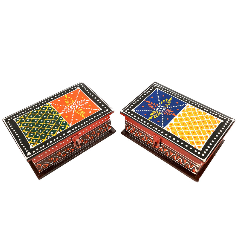 Necklace Box in Mehandi Design | Wooden Jewelry Box for Wedding & Anniversary Gift - 6X4-Apkamart