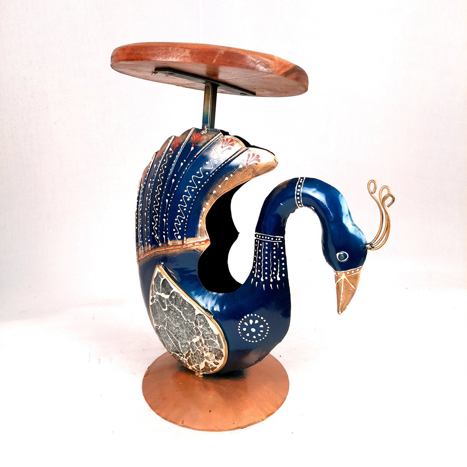 Antique Side Table Swan Design - 15 Inch for Home and Corner Decor - ApkaMartSide Table Peacock Design | End Table Cum Showpiece - for Living Room, Home and Corner Decor & Gift - 15 Inch - apkamart #Color_Blue