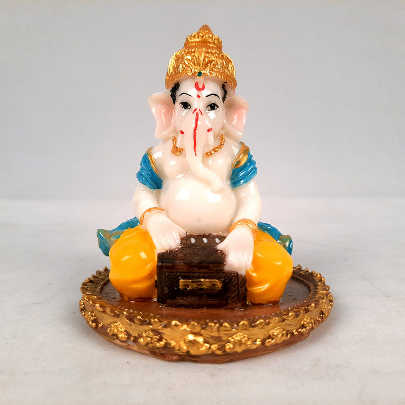Ganesh Idol | Ganesha Statue - for Pooja, Home & Table Decor | Ganpati Murti for Office Desk, Car Dashboard - 4 Inch (Set of 3) - apkamart