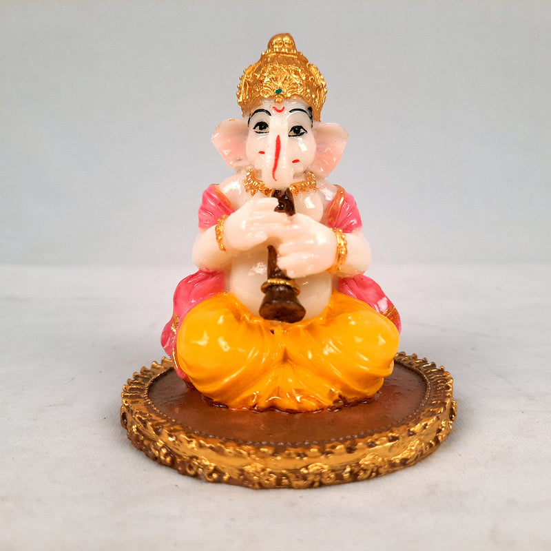Ganesh Idol | Ganesha Statue - for Pooja, Home & Table Decor | Ganpati Murti for Office Desk, Car Dashboard - 4 Inch (Set of 3) - apkamart
