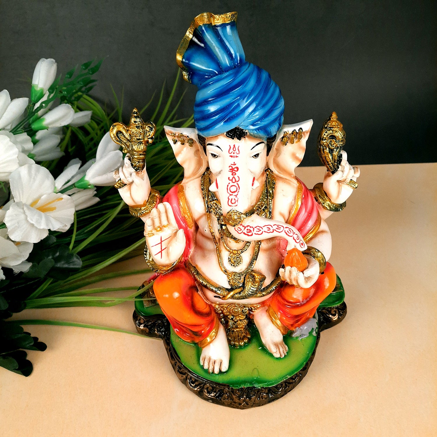 Ganesh Murti | Multicolour Ganesh Statue - 10.5 Inch- Apkamart