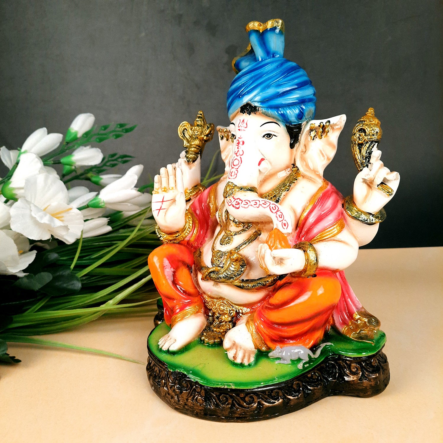 Ganesh Murti | Multicolour Ganesh Statue - 10.5 Inch- Apkamart