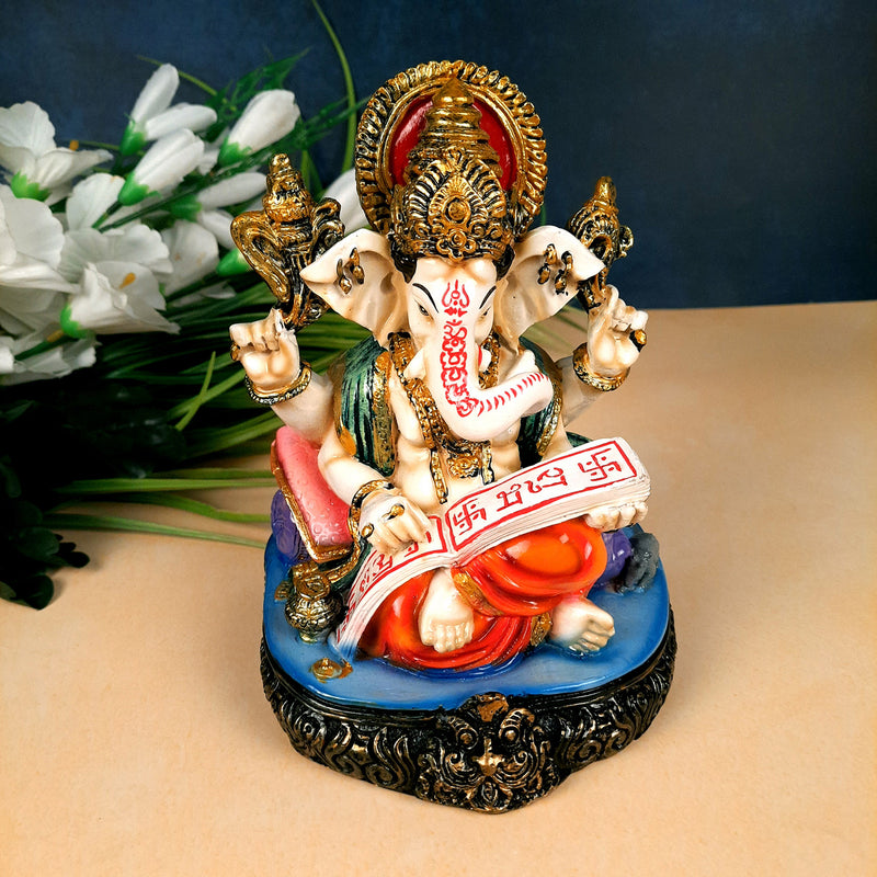 Lord Ganesha Statue | Ganesh Murti - for Puja, Home & Table Decor, Office & Gifts - 8 Inch - Apkamart