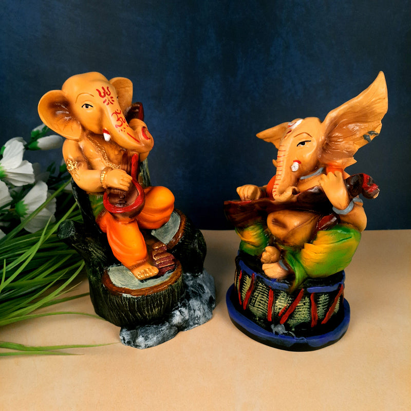 Ganesh Idol | Ganesha Statue - for Puja, Home & Table Decor | Housewarming & Festival Gift - 11 Inch (Set of 2) - Apkamart