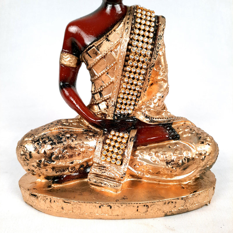 Buddha Statue with Rustic Look | Lord Gautam Buddha Showpiece in Meditation Pose - For Living room, Home, Table, Office Decor & Gift - 8 Inch - apkamart