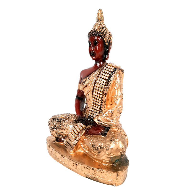 Buddha Statue with Rustic Look | Lord Gautam Buddha Showpiece in Meditation Pose - For Living room, Home, Table, Office Decor & Gift - 8 Inch - apkamart