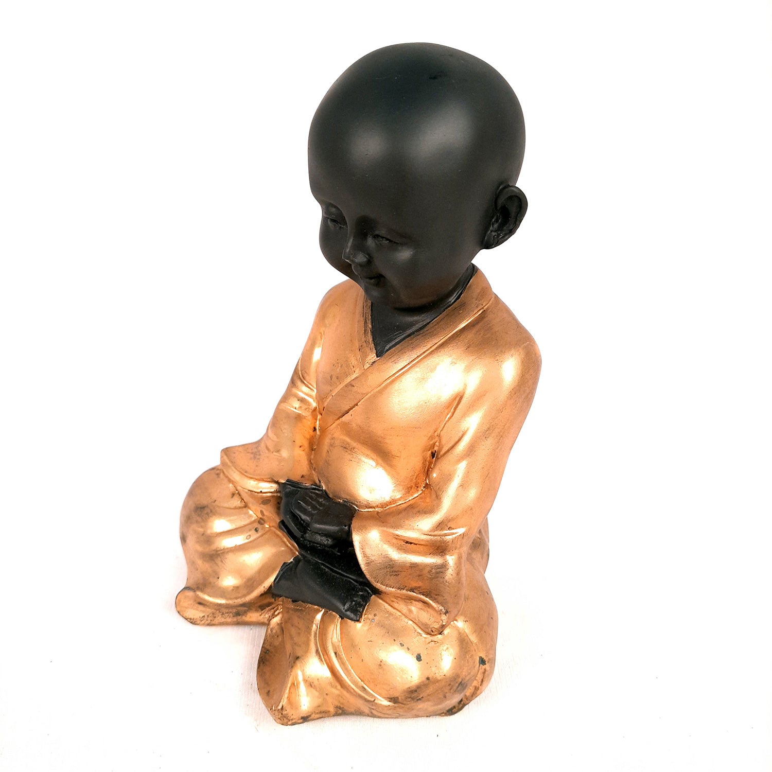 Baby Monk Showpiece with Rustic Look | Feng Shui Decor - For Good Luck, Home, Table, Office Decor & Gift - 7 Inch - apkamart