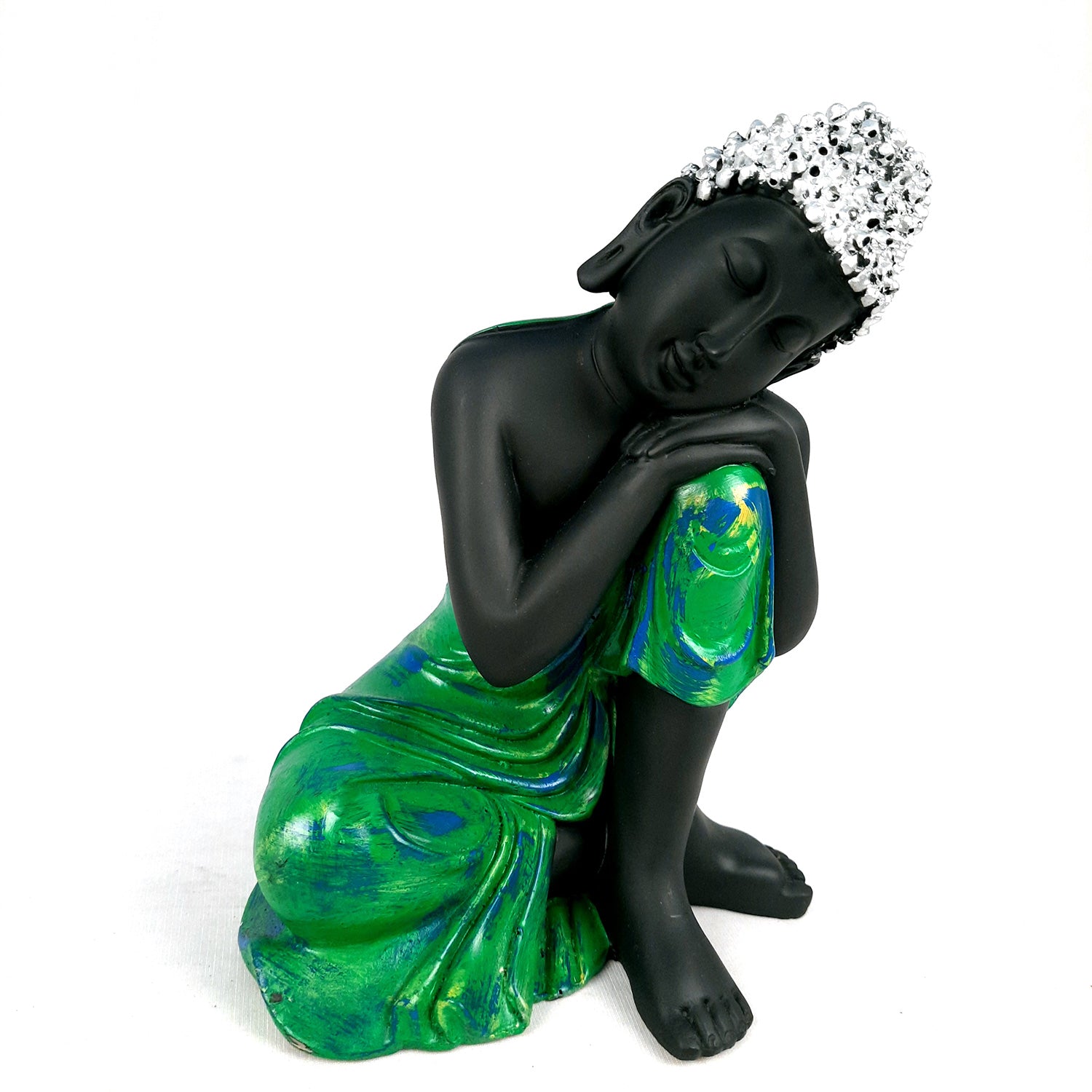 Buddha Statue with Rustic Look | Lord Gautam Buddha Showpiece in Relaxing Pose - For Living room, Home, Table, Office Decor & Gift - 8 Inch - apkamart