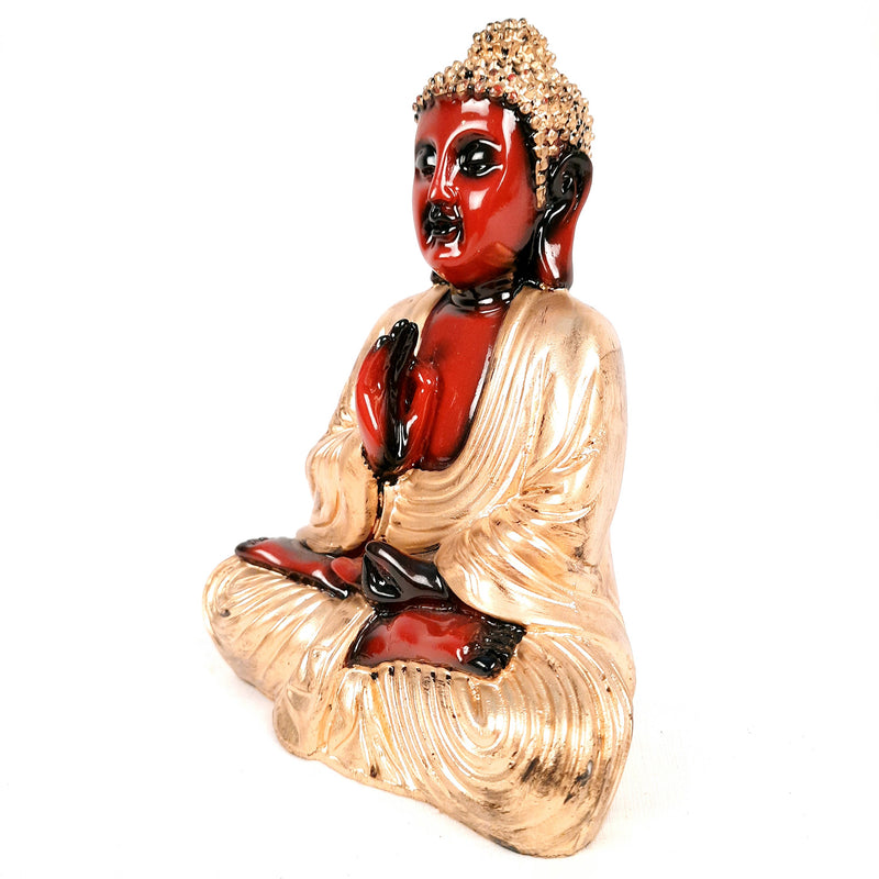 Buddha Statue with Rustic Look | Lord Gautam Buddha Showpiece in blessing Pose - For Living room, Home, Table, Office Decor & Gift - 7 Inch - apkamart