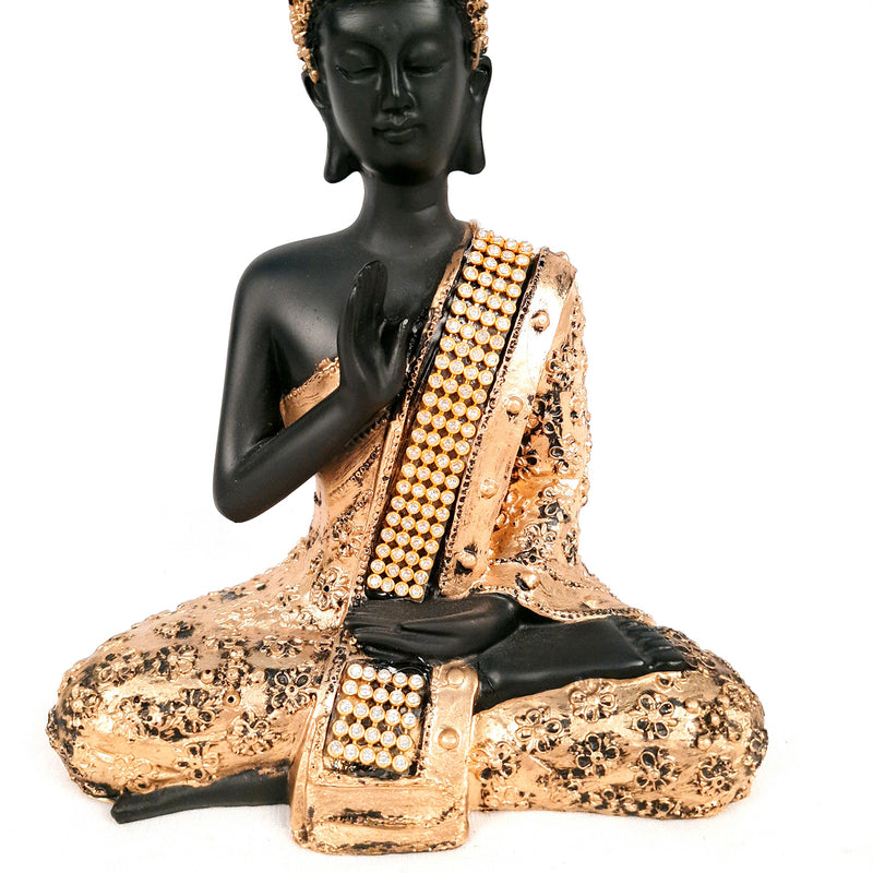 Buddha Statue with Rustic Look | Lord Gautam Buddha Showpiece in Meditation Design - For Living room, Home, Table, Office Decor & Gift- 7 Inch - apkamart
