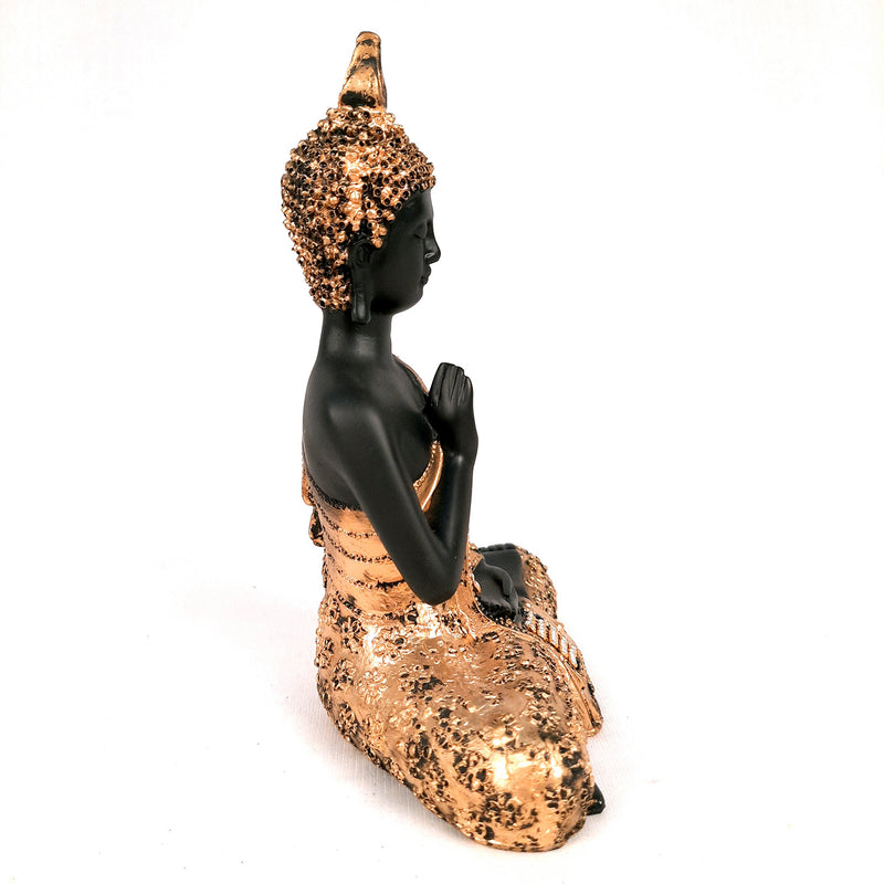 Buddha Statue with Rustic Look | Lord Gautam Buddha Showpiece in Meditation Design - For Living room, Home, Table, Office Decor & Gift- 7 Inch - apkamart