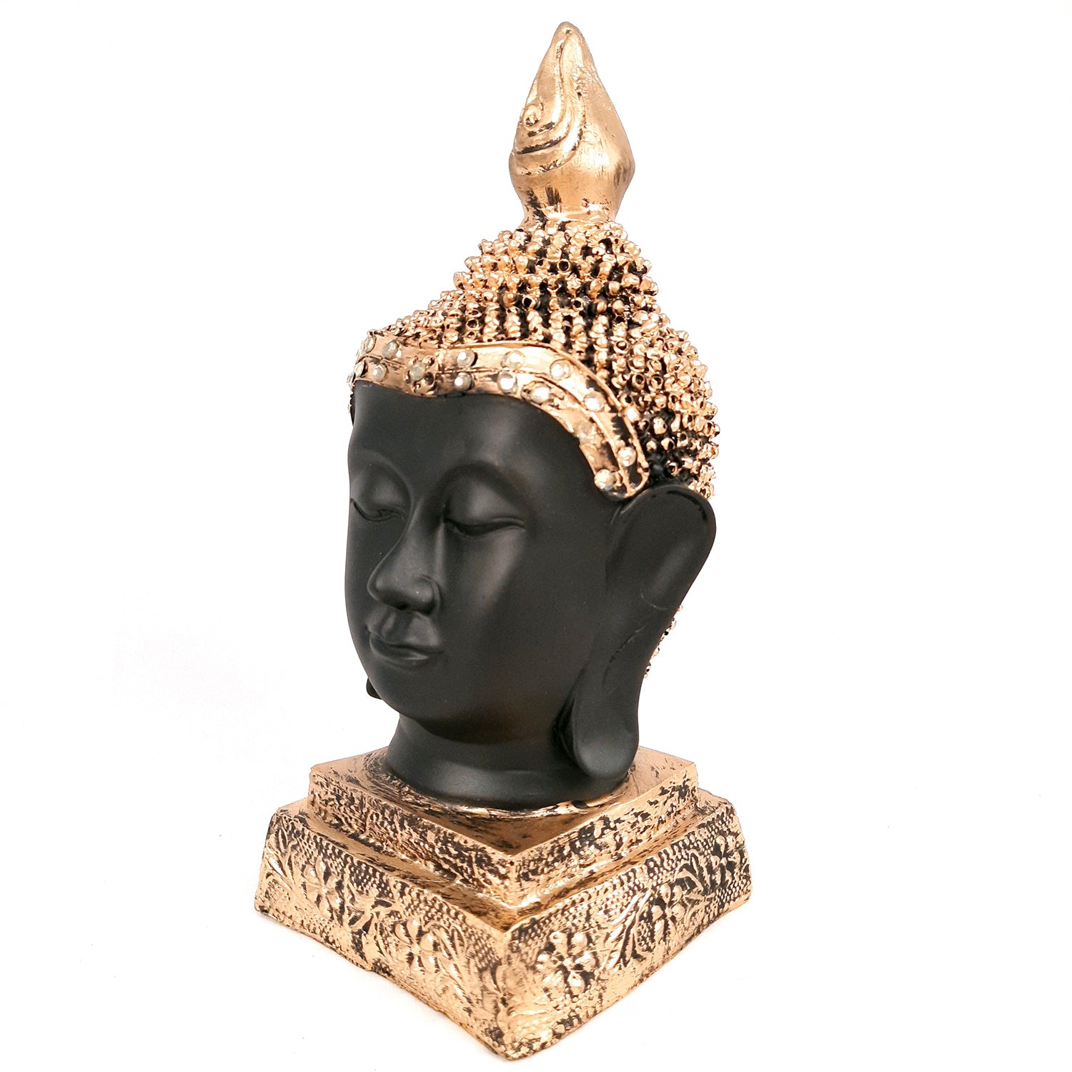 Buddha Statue | Lord Gautam Buddha Head Idol Showpiece - For Living room, Home, Table, Shelf, Office & Garden Decor & Gift - 11 Inch
