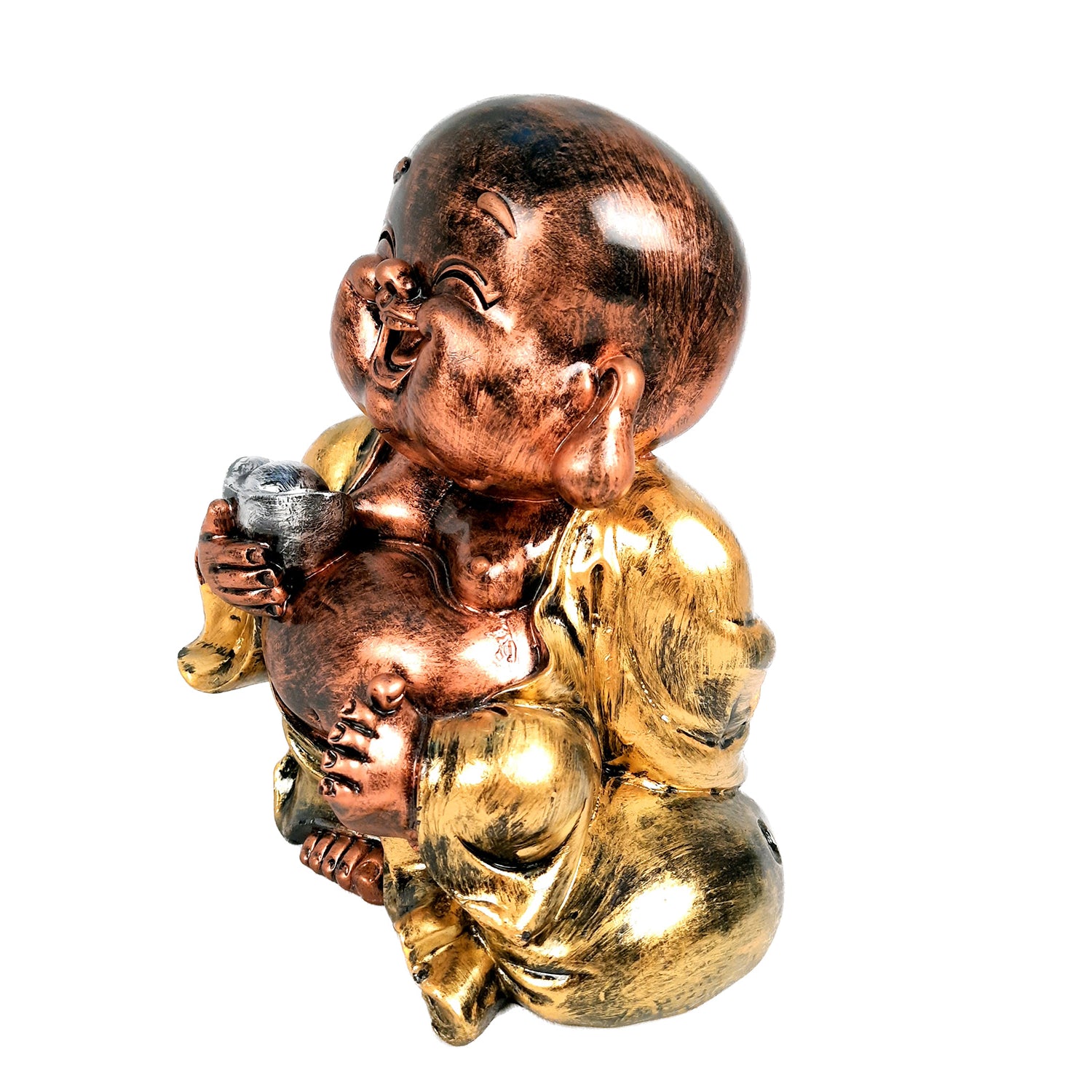 Laughing Buddha Showpiece | Baby Monk Statue - for Happiness, Positivity, Home Decor & Gift - 8 Inch - apkamart