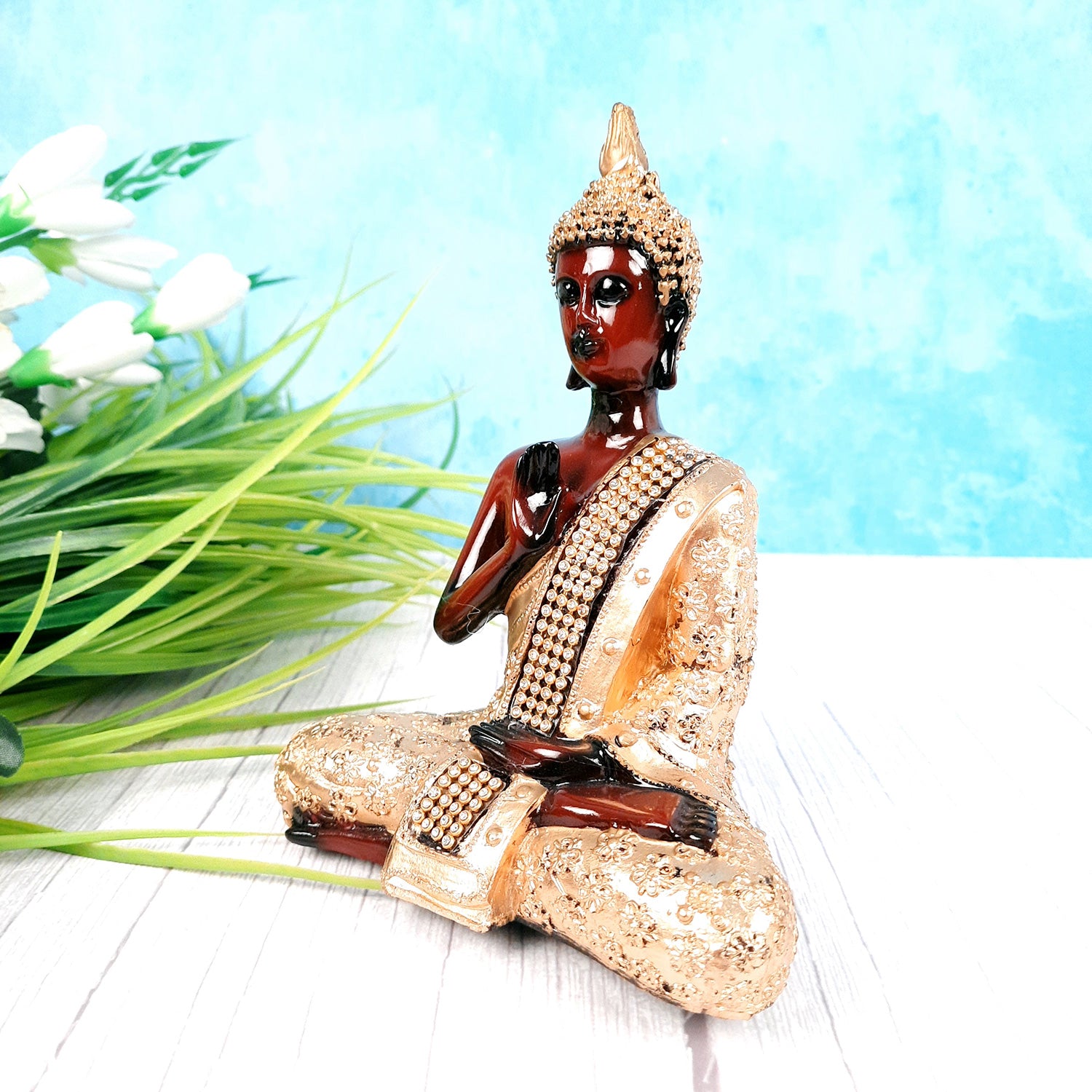 Buddha Shakyamunis Figure In A Blessing Pose Topside View Stock Photo -  Download Image Now - iStock