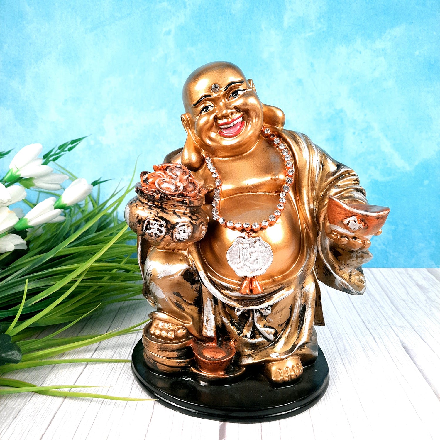Brass Resting Buddha Statue with both Hands on His Knee in Dreaming  Meditation 4