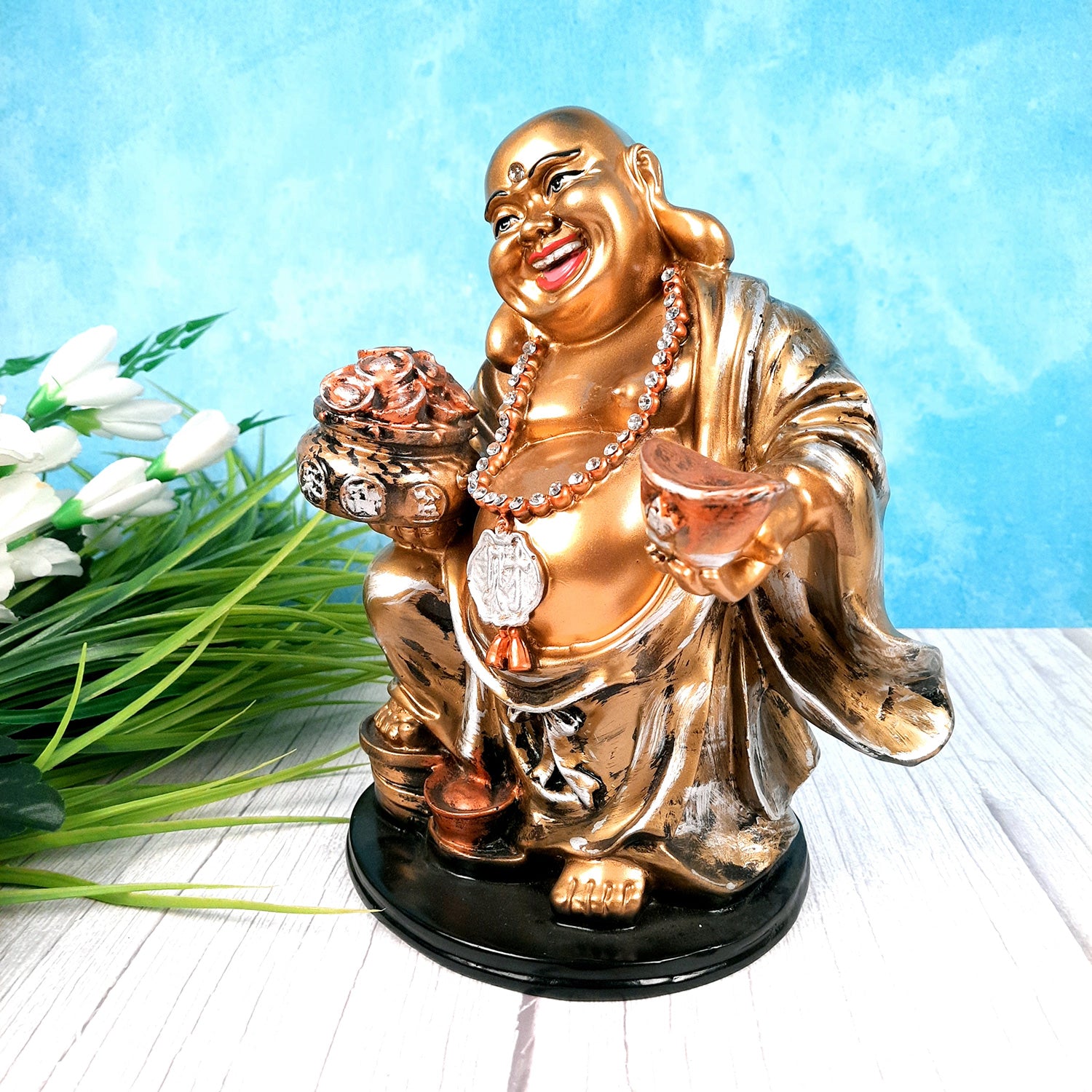 Laughing Buddha Showpiece - for Table Decoration & Gifts - 11 Inch-Apkamart