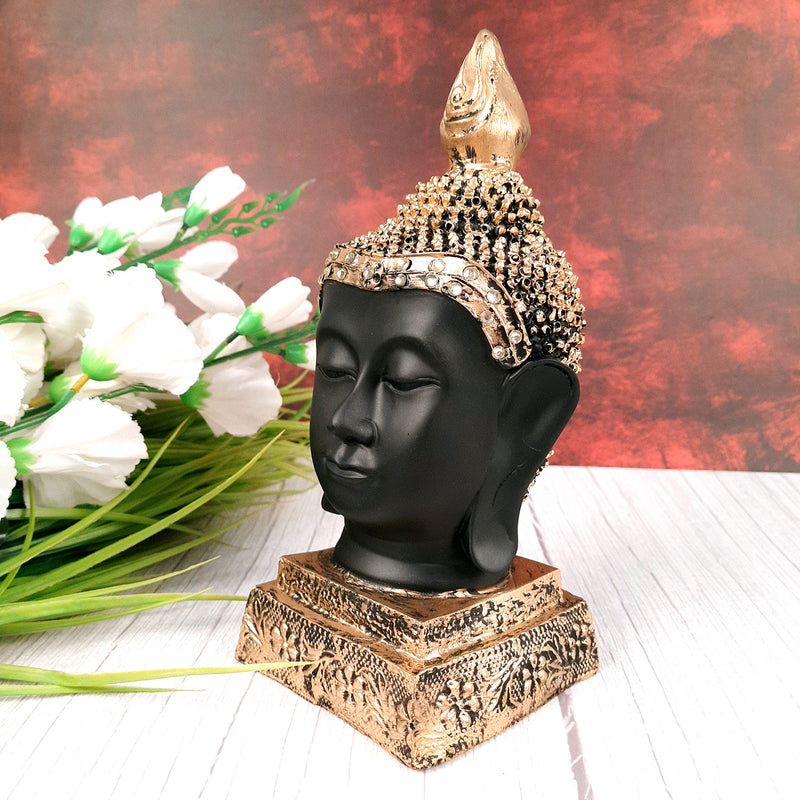 Buddha Statue | Lord Gautam Buddha Head Idol Showpiece - For Living room, Home, Table, Shelf, Office & Garden Decor & Gift - 11 Inch