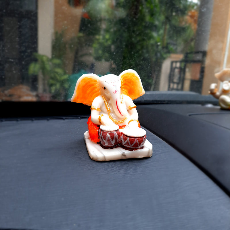 Ganesh Idol | Ganesha Statue - for Pooja, Home & Table Decor | Ganpati Murti for Office Desk, Car Dashboard - 4 Inch (Set of 5) - apkamart