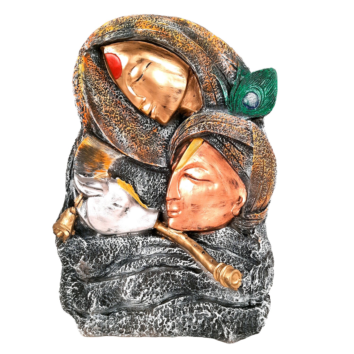 Radha Krishna Statue - For Living Room & Gifts - 15 Inch- Apkamart #Color_Copper