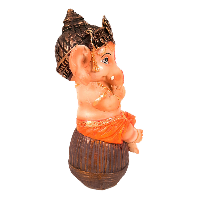 Ganesha Showpiece Set - Baby Ganesha Sitting & Lying Statue Idol - for Home, Puja, Temple, Table Decor | For Diwali Decoration & Gifts - 4 Inch (Set of 2)