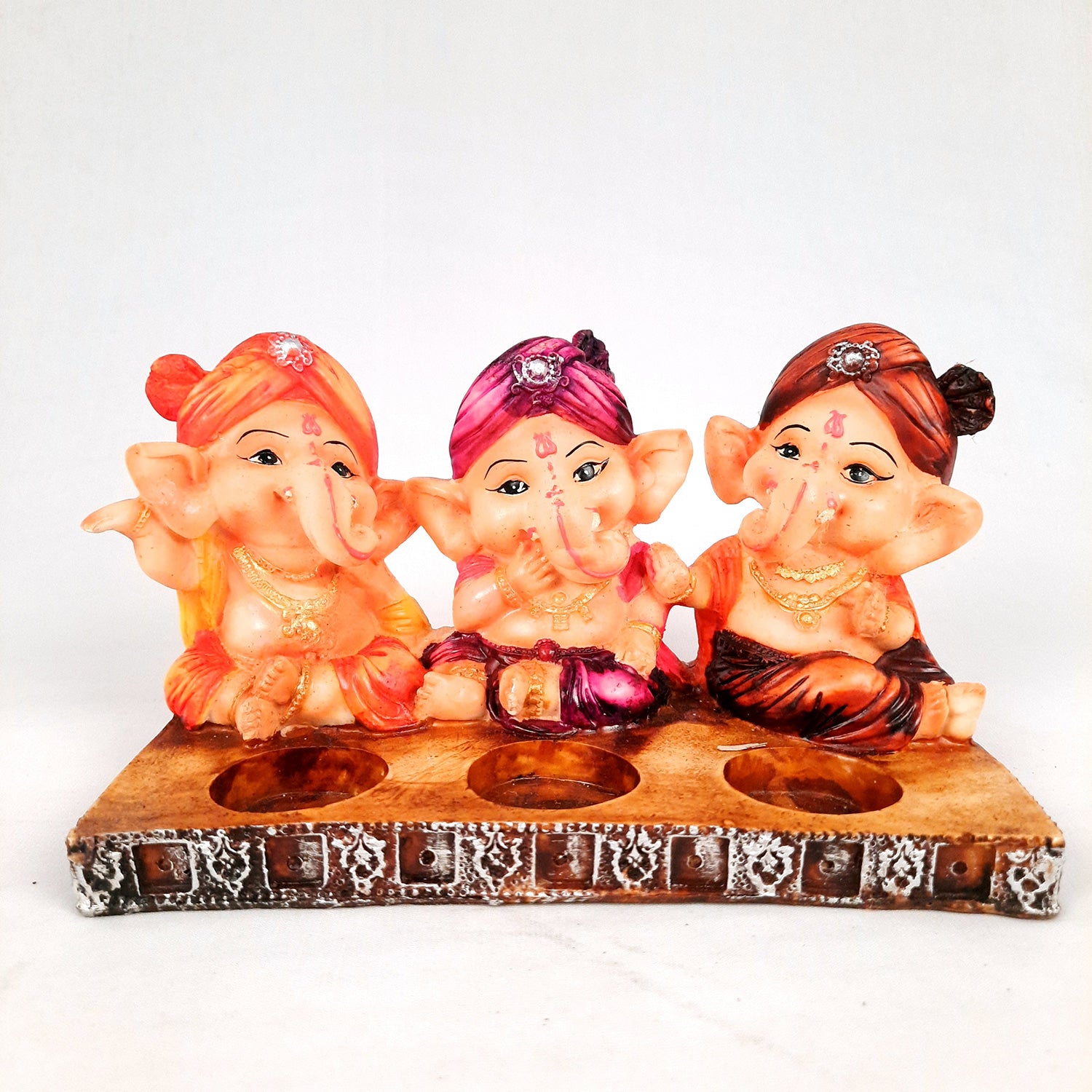 Ganpati Murti | Ganesha Candle Holder - For Home Decor & Gifts - 5 Inch- Apkamart #Color_Multicolour