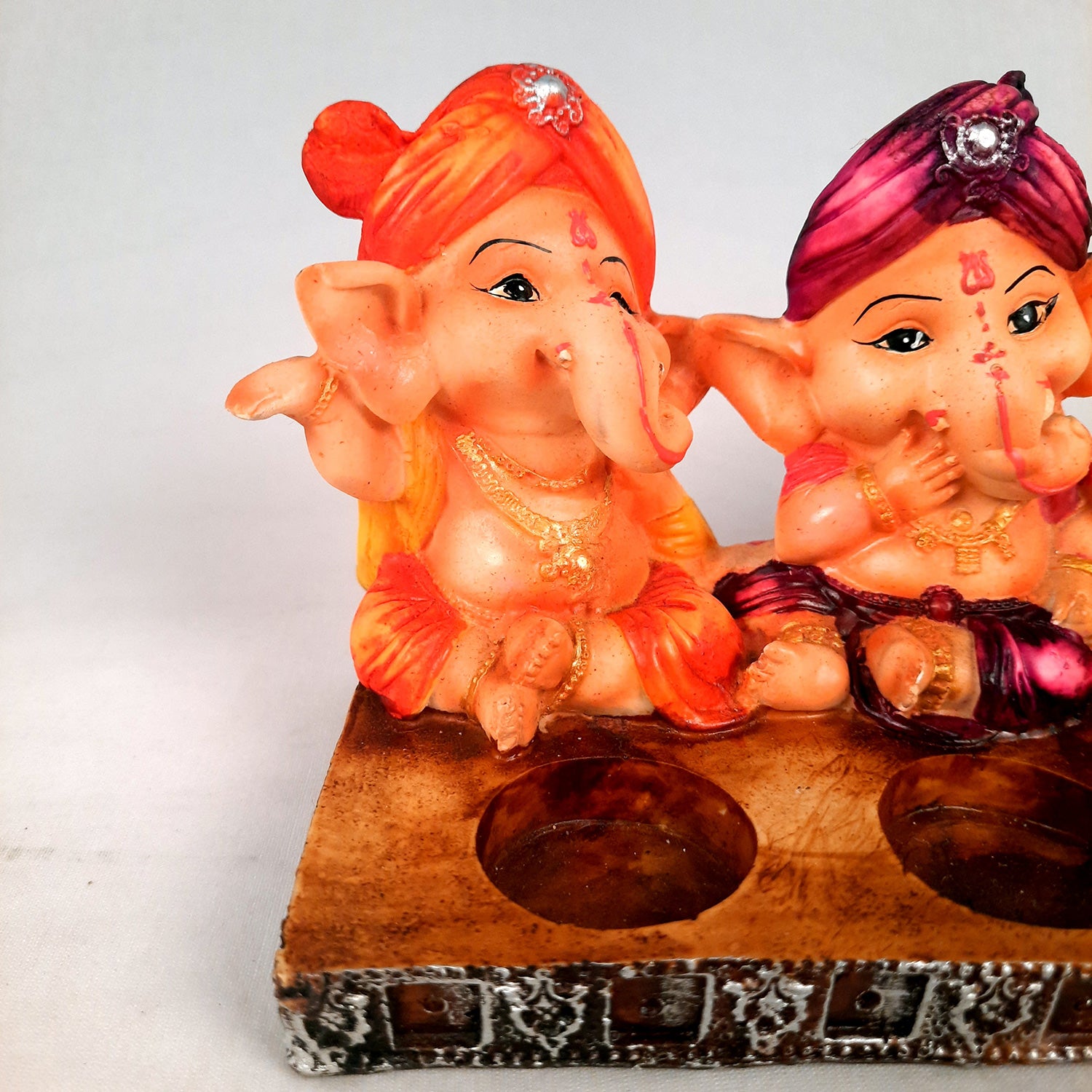 Ganpati Murti | Ganesha Candle Holder - For Home Decor & Gifts - 5 Inch- Apkamart #Color_Multicolour