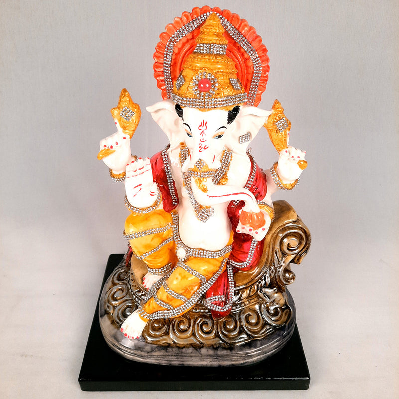 Sinhasan Ganpati Idol | Ganesh Murti for Ganesh Chaturthi - 11 Inch- apkamart