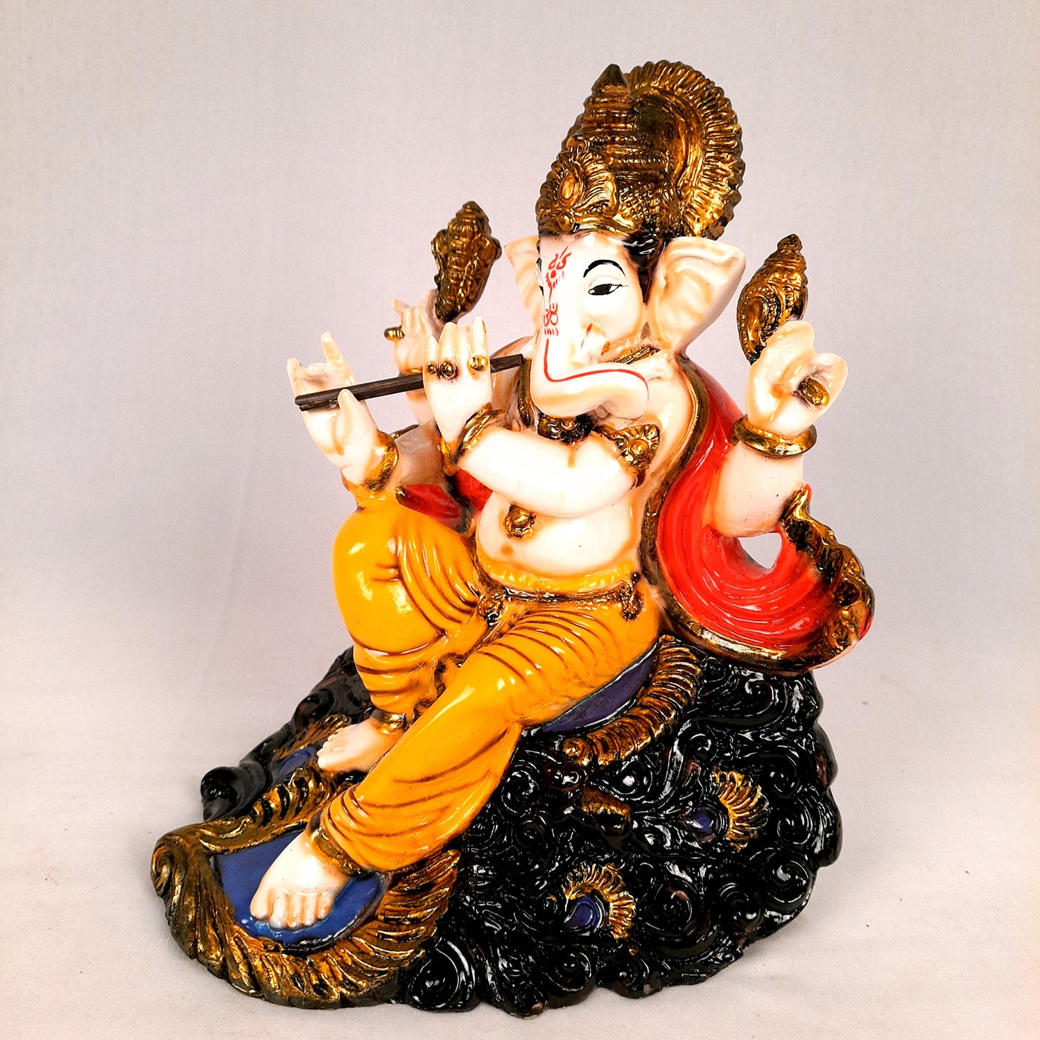 Ganesh Murti | Ganpati Idol with Bansuri for Home & Pooja - 9 Inch- apkamart