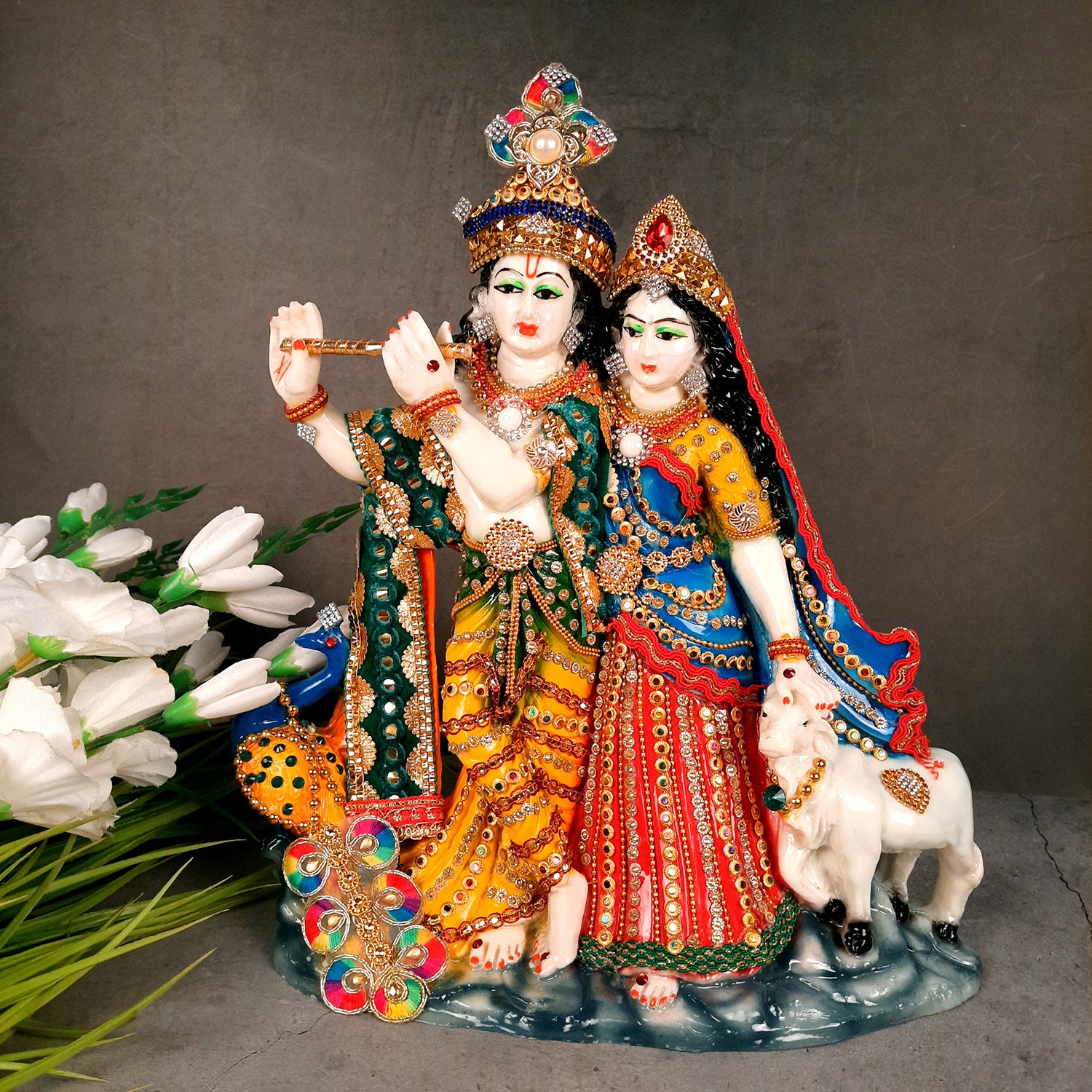 Lord Krishna Idol, 37 Cm Big Hand Painted Dust Marble Krishna Statue  Playing Flute, Murli Gopal, Govind, Hindu Marriage Anniversary Gift. - Etsy  | Lord krishna, Krishna statue, Krishna