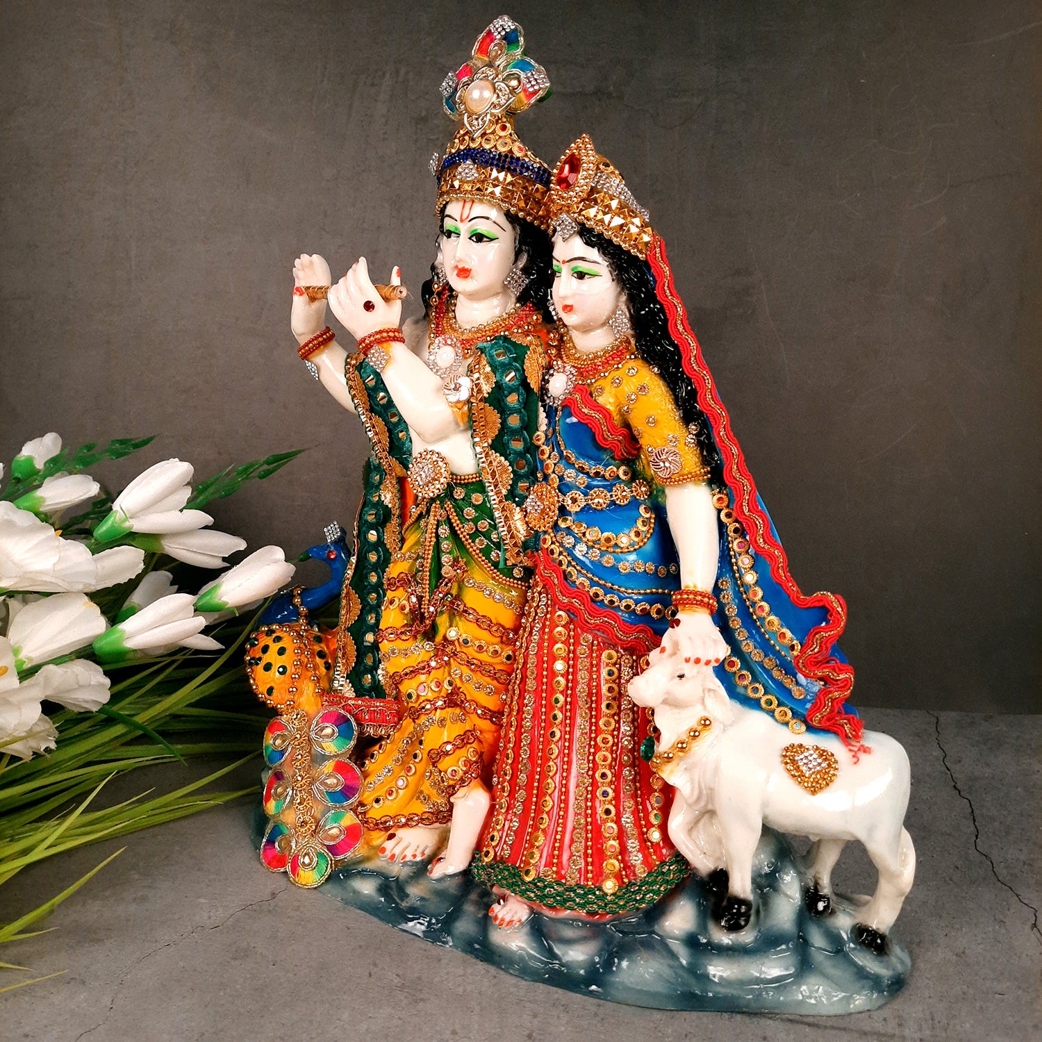 Radha Krishna Statue - For Wedding gifts & Home Decor - 14 Inches- Apkamart