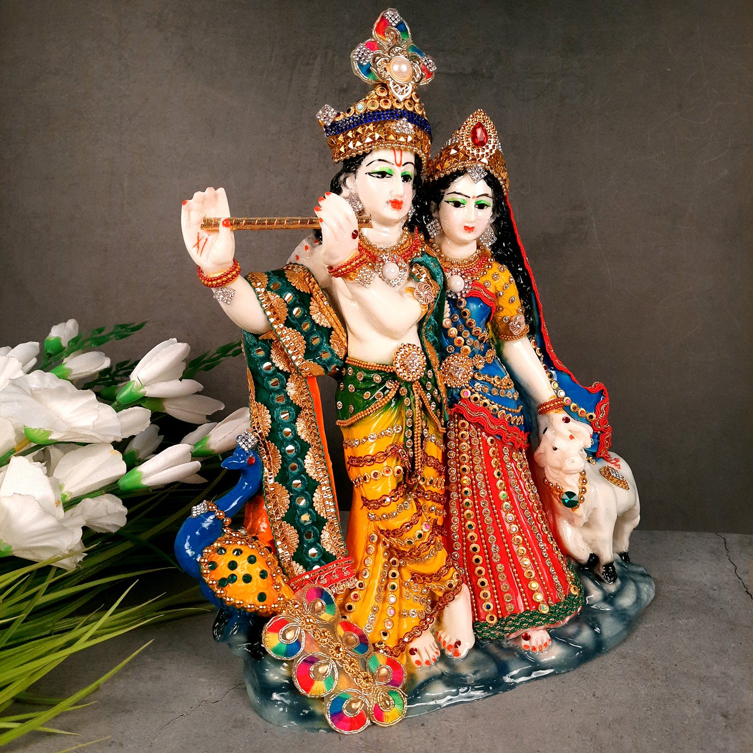 SAF Radha Krishna modern art UV Textured High Quality Home Decorative Gift  Item Framed Painting 12 Inch X 12 Inch