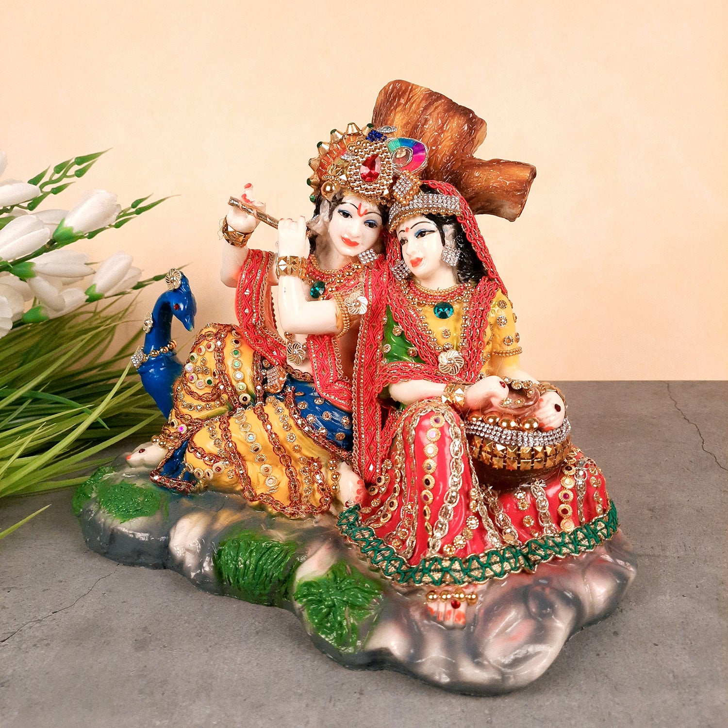 Beautiful Radha Krishna Murti | Radha Krishna Statue - For Home Decor & Gifts - 10 Inch- Apkamart