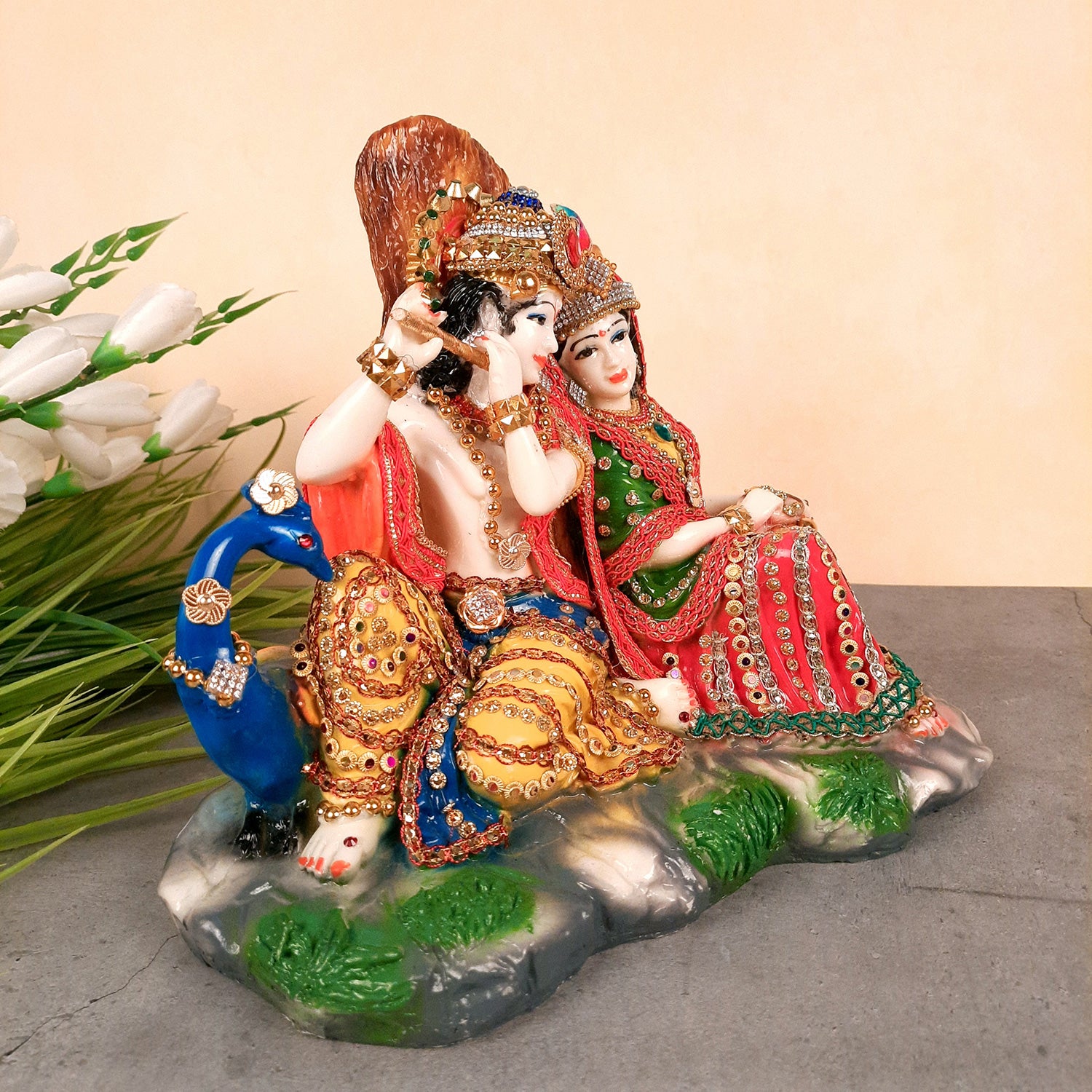 Beautiful Radha Krishna Murti | Radha Krishna Statue - For Home Decor & Gifts - 10 Inch- Apkamart