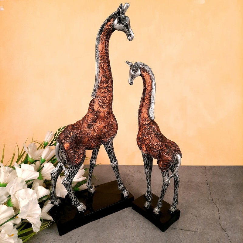 Giraffe Set Showpiece - For Home Decor & Gifts - 15 Inch (Set of 2)- Apkamart