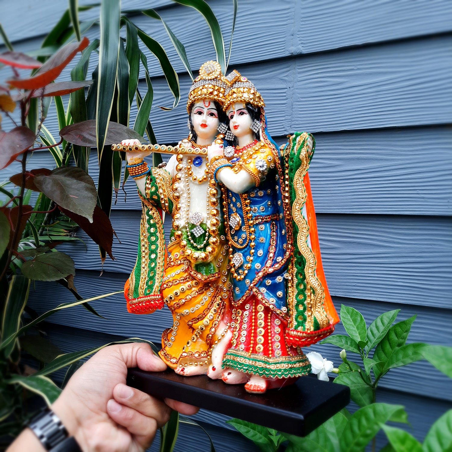 Multi Color Lord Radha Krishna Statue Murti Idol Indian Showpiece Temple  Gift | eBay