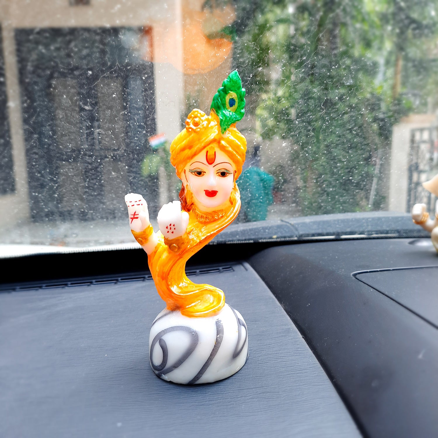 Lord Krishna Statue - for Home & for Car Dashboard - 6 Inch-Apkamart #Color_Orange