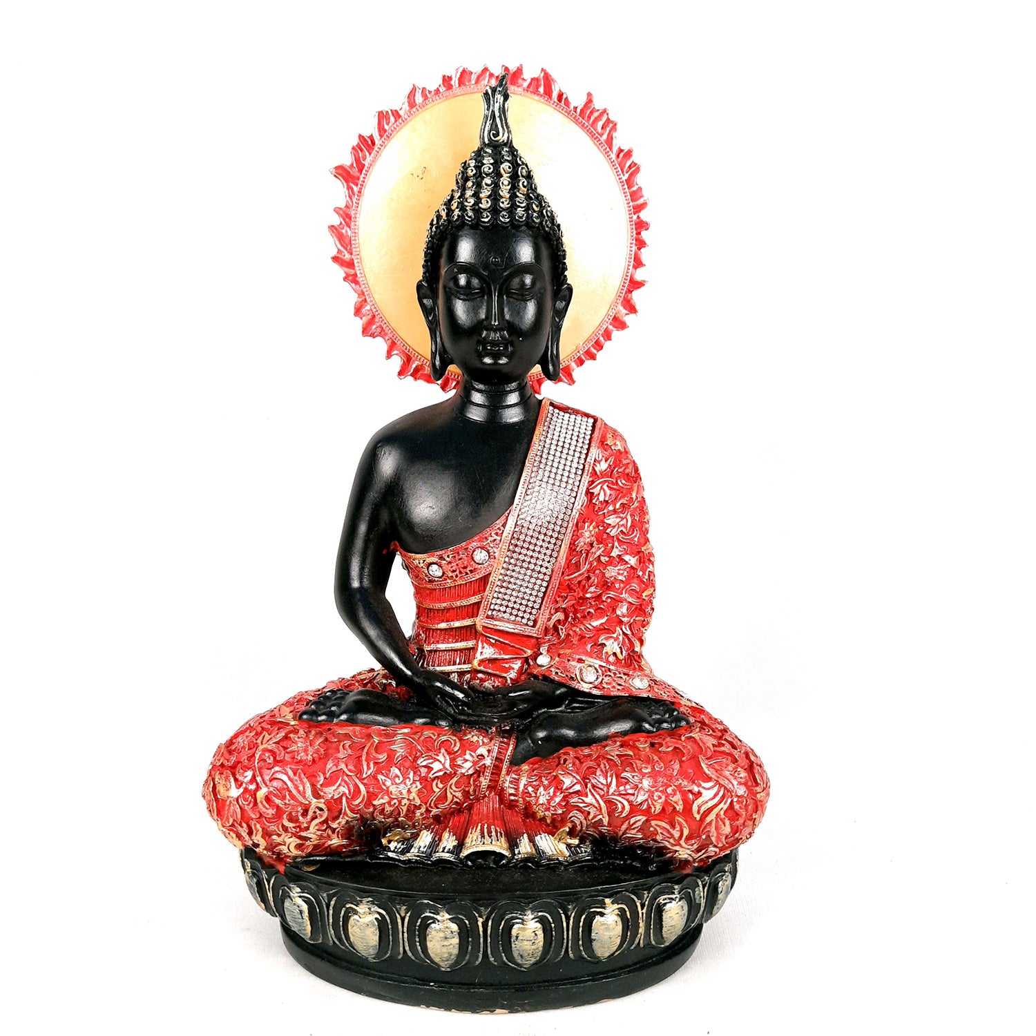 Decorative Black Buddha Statue | Meditating Buddha Showpiece - for Home Decor Showpiece- 12 inch-Apkamart