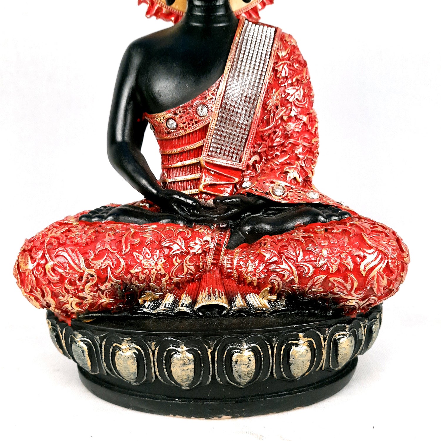 Decorative Black Buddha Statue | Meditating Buddha Showpiece - for Home Decor Showpiece- 12 inch-Apkamart