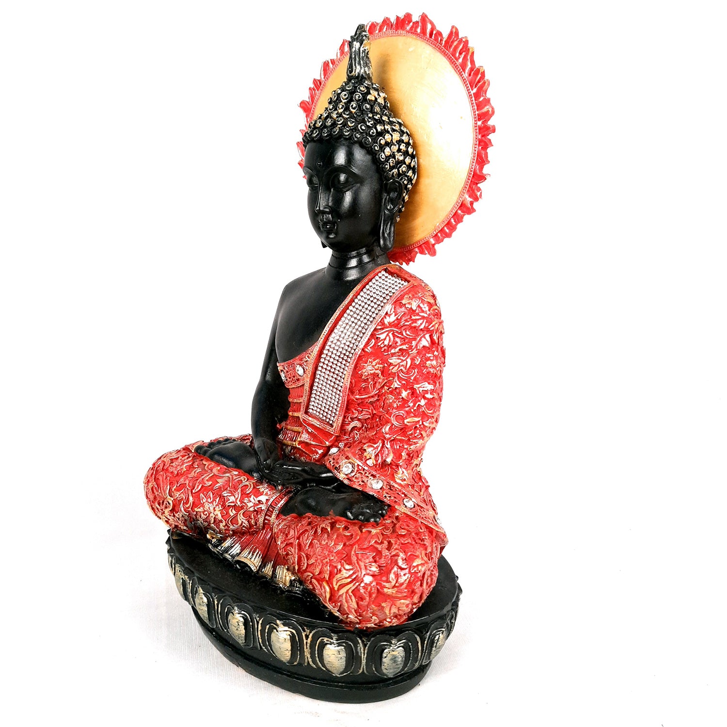 Decorative Black Buddha Statue | Meditating Buddha Showpiece - for Home Decor Showpiece- 12 inch-Apkamart