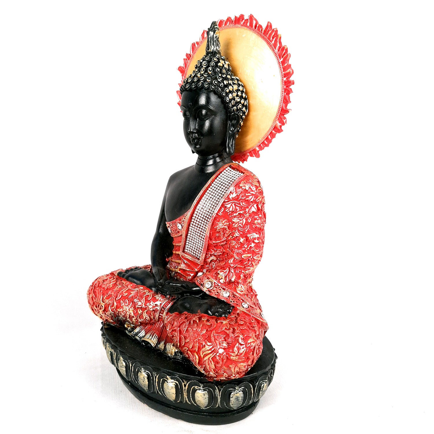 Decorative Black Buddha Statue | Meditating Buddha Showpiece - for Home Decor Showpiece- 12 inch-Apkamart