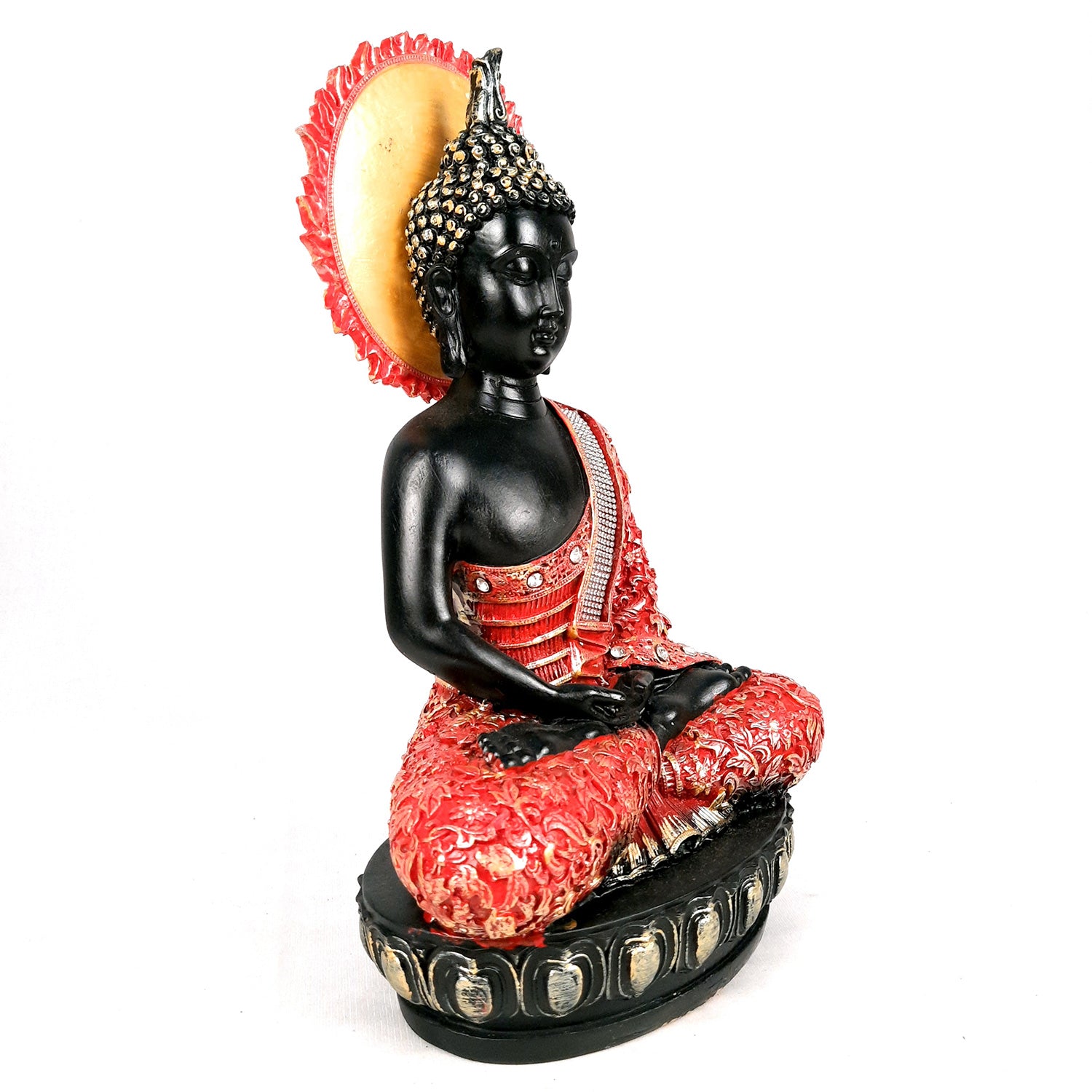 Decorative Black Buddha Statue | Meditating Buddha Showpiece - for Home Decor Showpiece- 12 inch-Apkamart