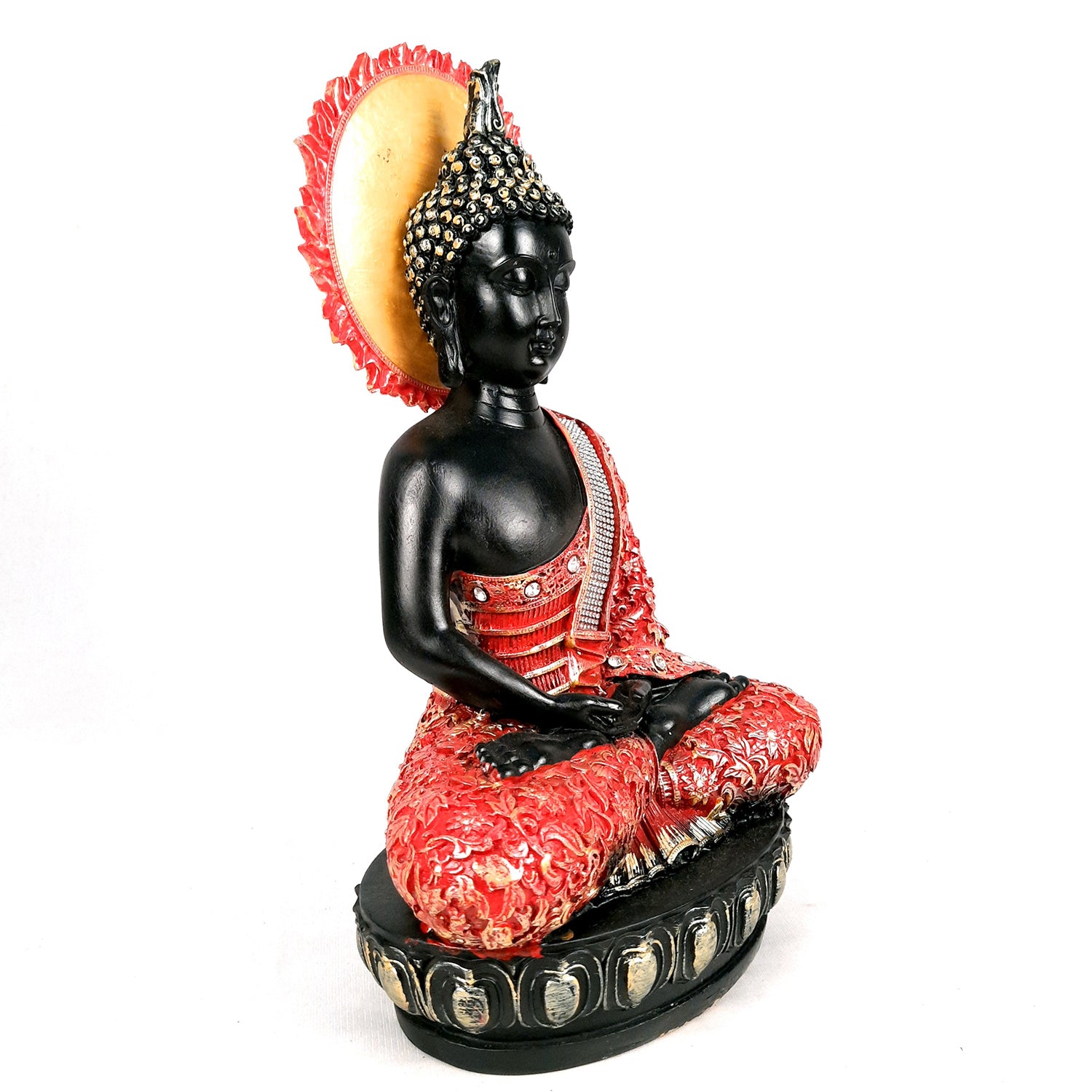 Decorative Black Buddha Statue | Meditating Buddha Showpiece - for Home Decor Showpiece- 12 inch-Apkamart