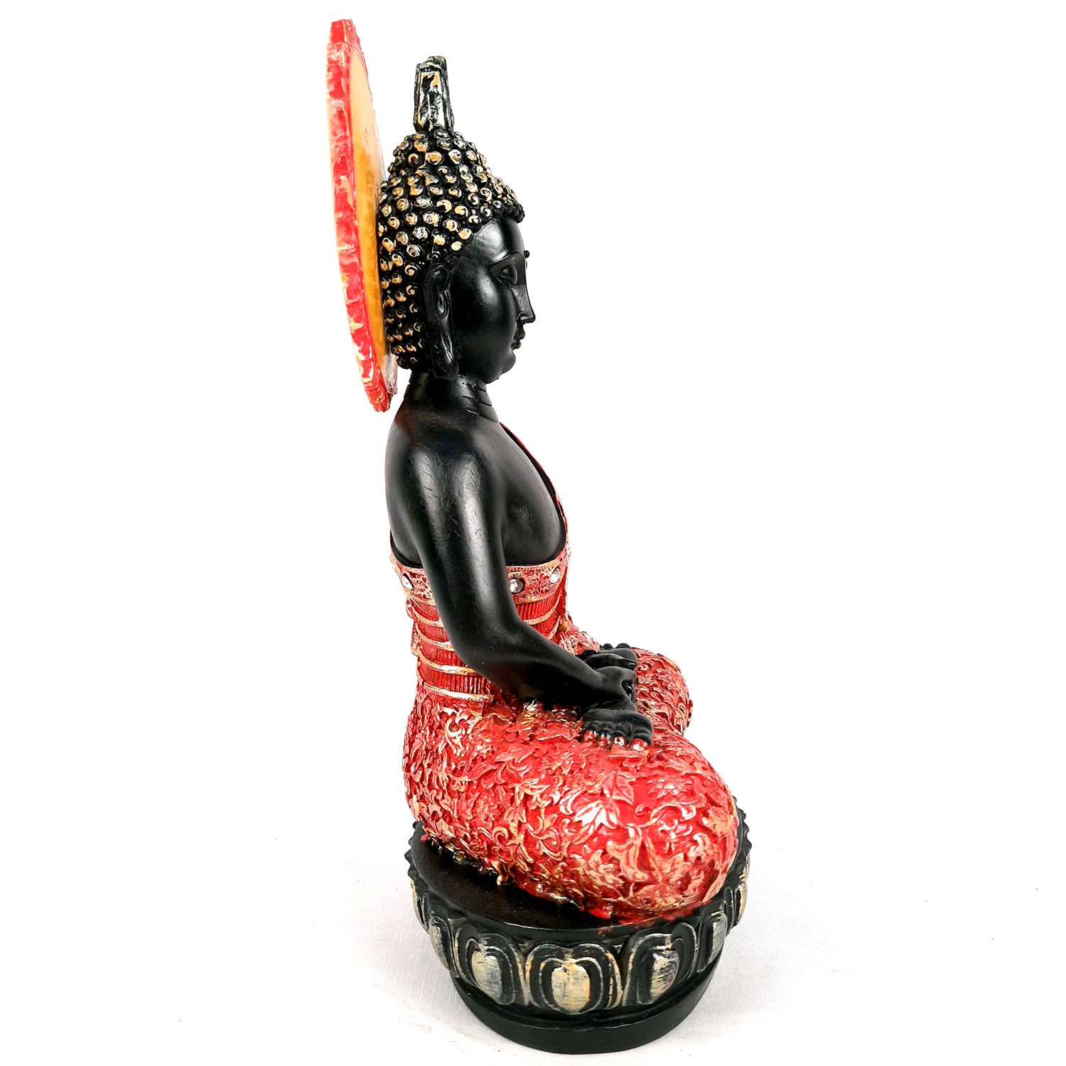 Decorative Black Buddha Statue | Meditating Buddha Showpiece - for Home Decor Showpiece- 12 inch-Apkamart