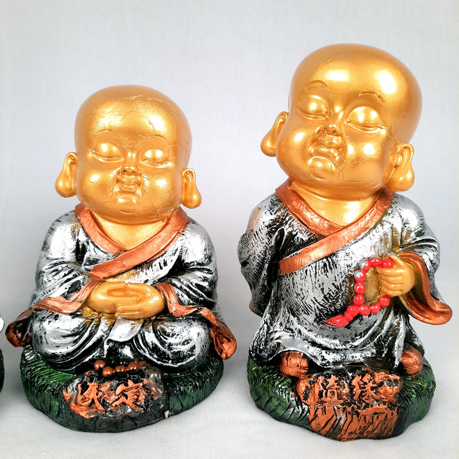 Buddha Baby Monk Showpiece | Feng Shui Child Monk Statue - for Home & Table Decor, Health, Wealth, Office Desk & Gift - Set of 3